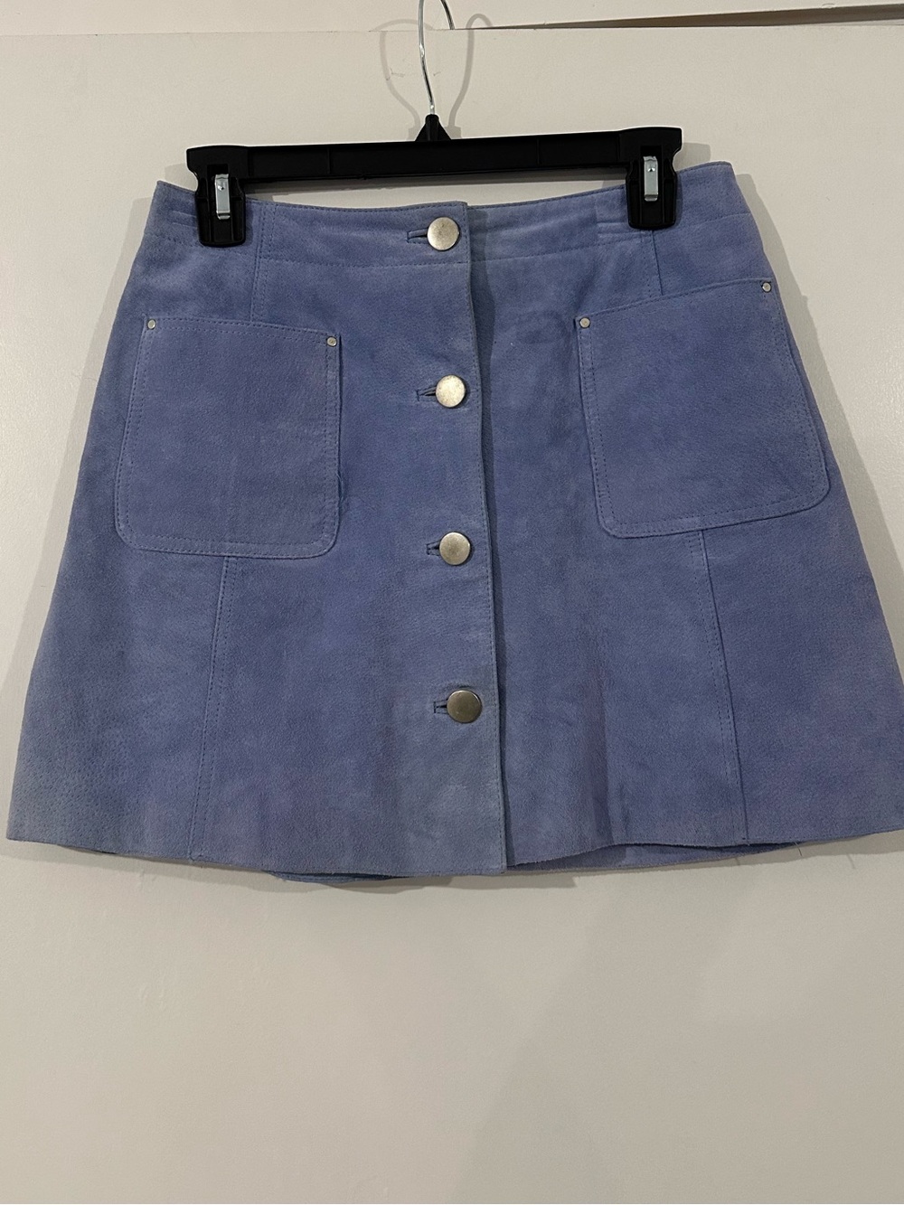 ASOS Lavender Suede Mini Skirt with Front Buttons